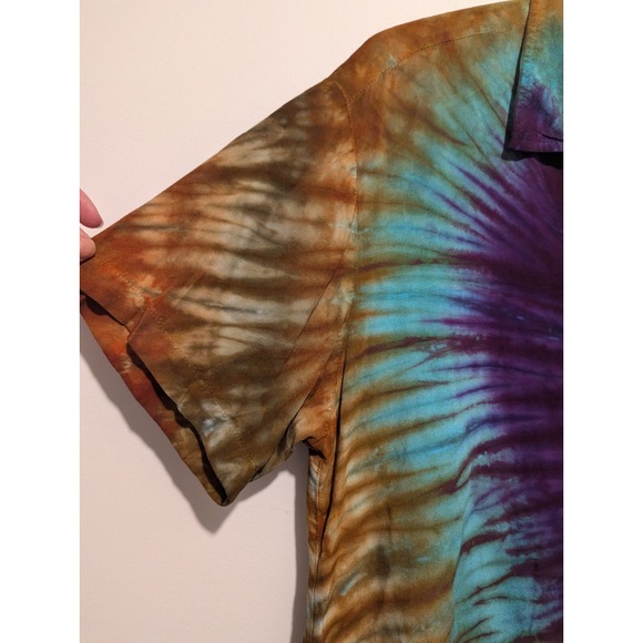 Dharma Trading Co. Tie Dye Short Sleeve Botton Down Collared Shirt Size Large - Picture 5 of 9